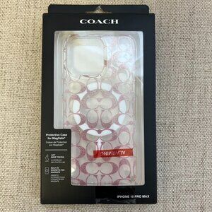 Coach Protective Case with Magsafe For iPhone 15 Pro Max Clear/Multi New